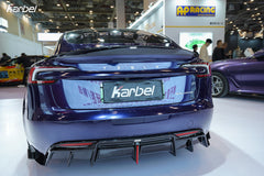 Tesla Model 3 Highland / Performance 2024-ON with Aftermarket Parts - With Light Style Rear Diffuser & Canards Pre-preg Carbon Fiber from Karbel Carbon