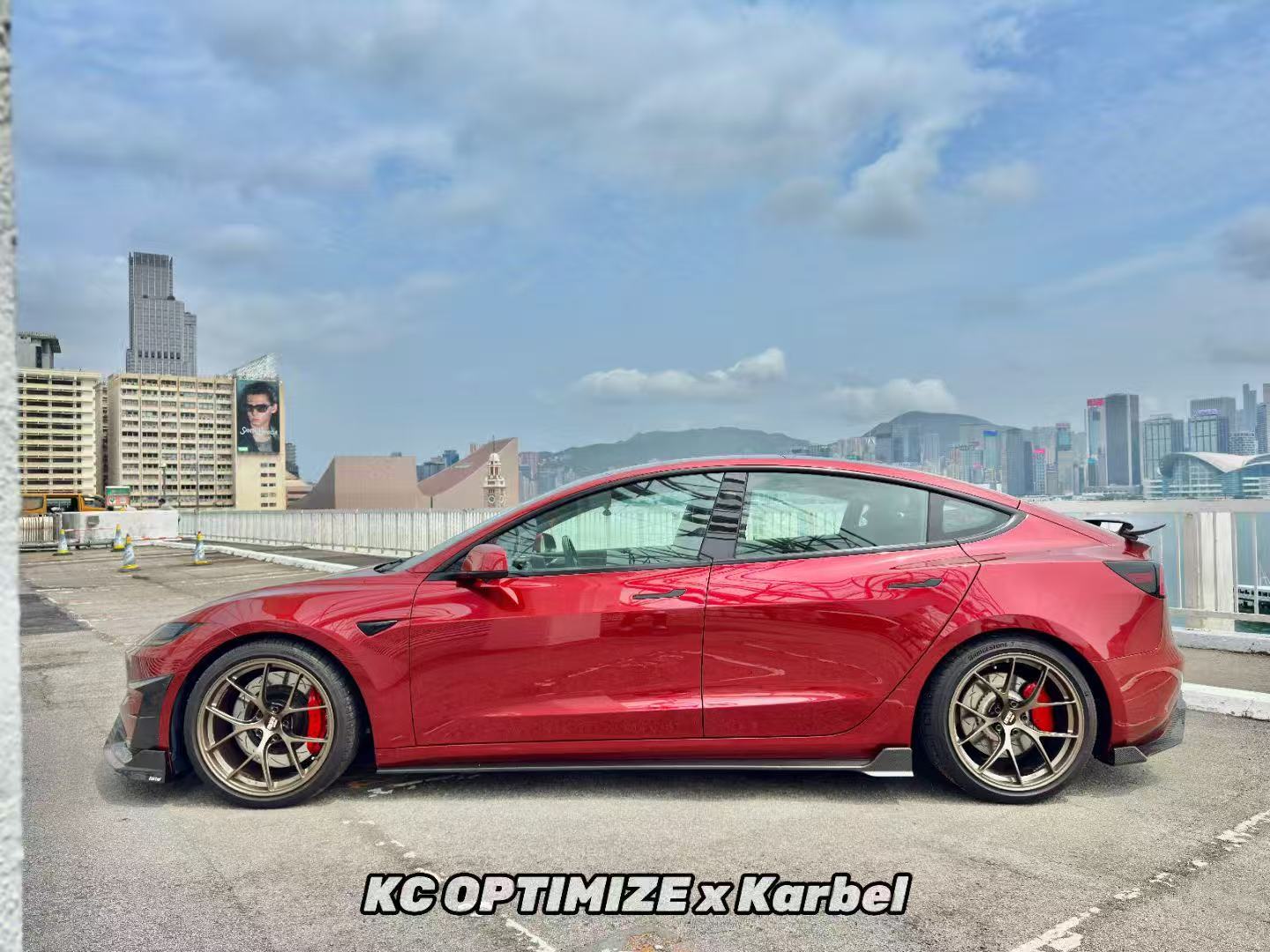 Tesla Model 3 Highland / Performance 2024-ON with Aftermarket Parts - Side Skirts Pre-preg Carbon Fiber from Karbel Carbon