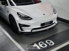 Tesla Model 3/P 2017 2018 2019 2020 2021 2022 2023 with Aftermarket Parts - Front Lip Pre-preg Carbon Fiber from Karbel Carbon