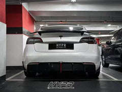 Tesla Model 3/P 2017 2018 2019 2020 2021 2022 2023 with Aftermarket Parts - Rear Diffuser & Canards Pre-preg Carbon Fiber from Karbel Carbon