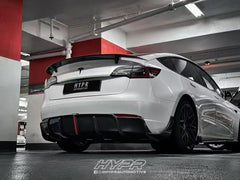 Tesla Model 3/P 2017 2018 2019 2020 2021 2022 2023 with Aftermarket Parts - Rear Diffuser & Canards Pre-preg Carbon Fiber from Karbel Carbon