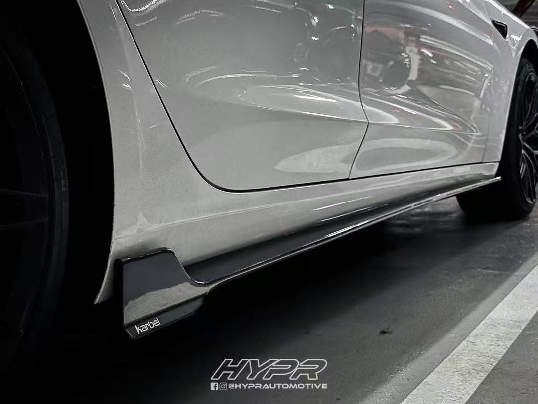 Tesla Model 3/P 2017 2018 2019 2020 2021 2022 2023 with Aftermarket Parts - Side Skirts Pre-preg Carbon Fiber from Karbel Carbon