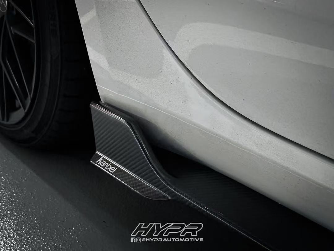 Tesla Model 3/P 2017 2018 2019 2020 2021 2022 2023 with Aftermarket Parts - Side Skirts Pre-preg Carbon Fiber from Karbel Carbon