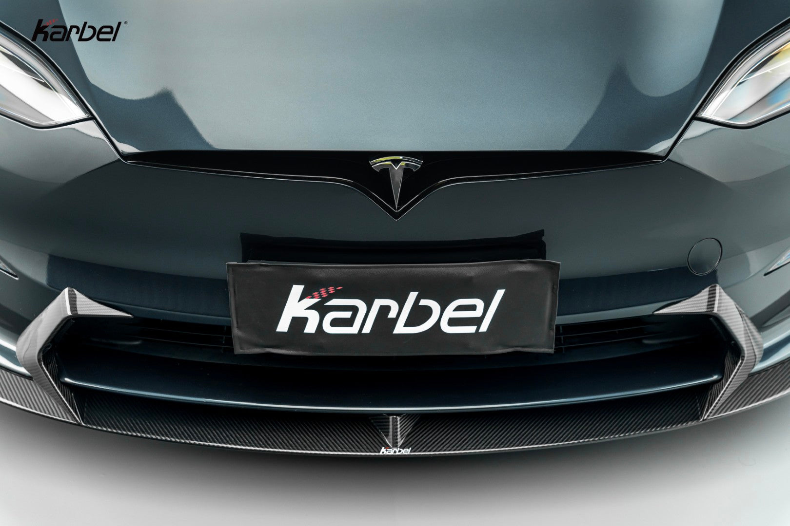 Tesla Model S 3rd Gen Late 2021-ON with Aftermarket Parts - Front Lip Dry Pre-preg Carbon Fiber from Karbel Carbon