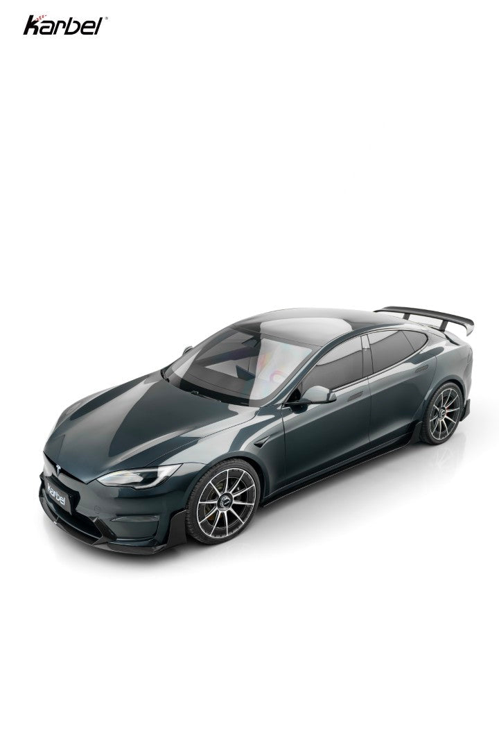 Tesla Model S 3rd Gen Late 2021-ON with Aftermarket Parts - Front Lip Dry Pre-preg Carbon Fiber from Karbel Carbon