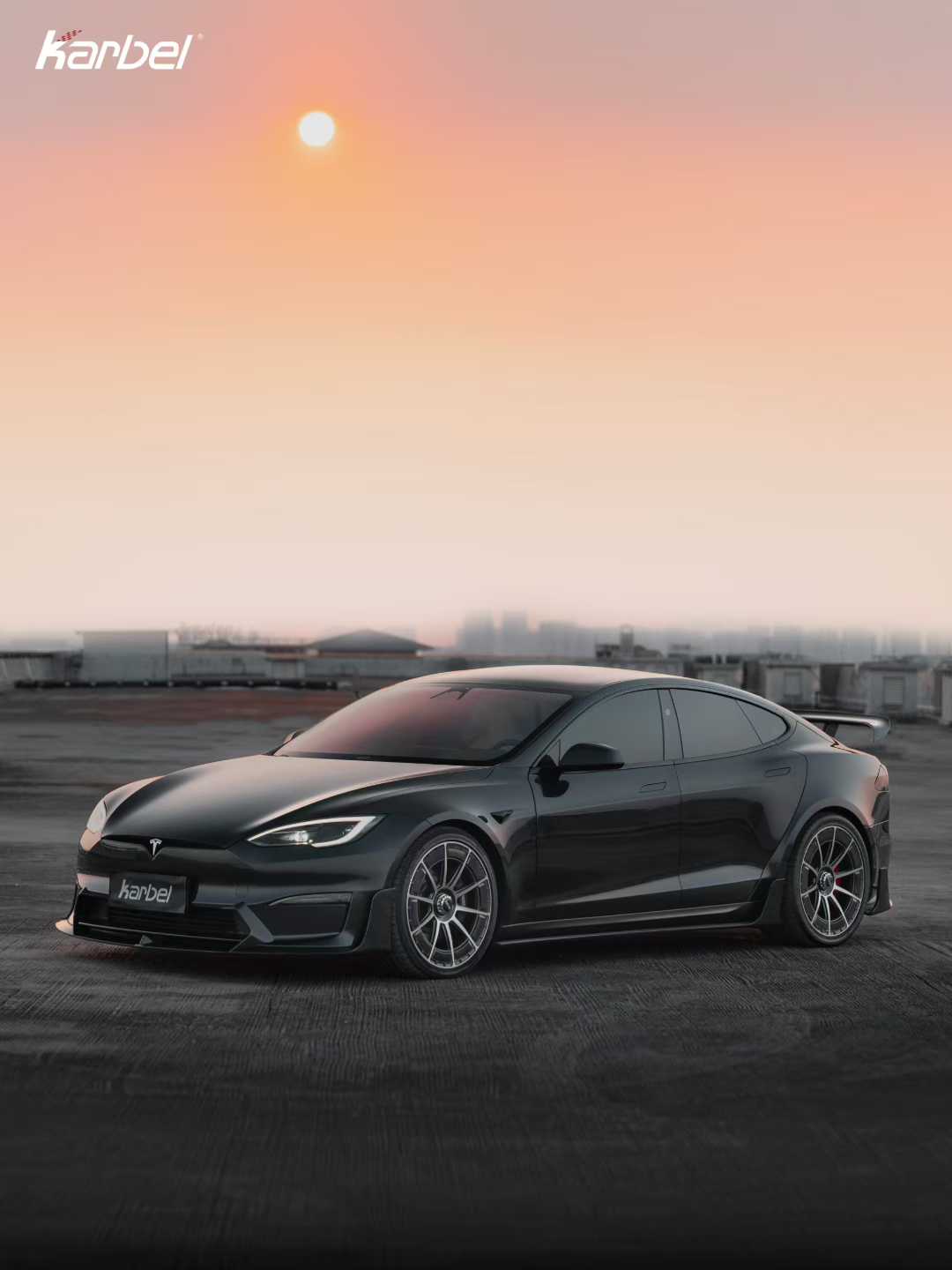 Tesla Model S 3rd Gen Late 2021-ON with Aftermarket Parts - Front Lip Dry Pre-preg Carbon Fiber from Karbel Carbon