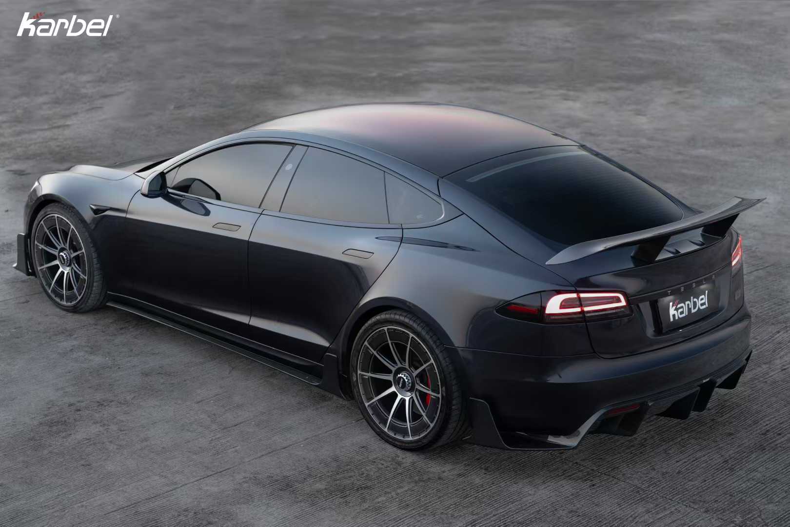 Tesla Model S 3rd Gen Late 2021-ON with Aftermarket Parts - Rear Wing Dry Pre-preg Carbon Fiber from Karbel Carbon