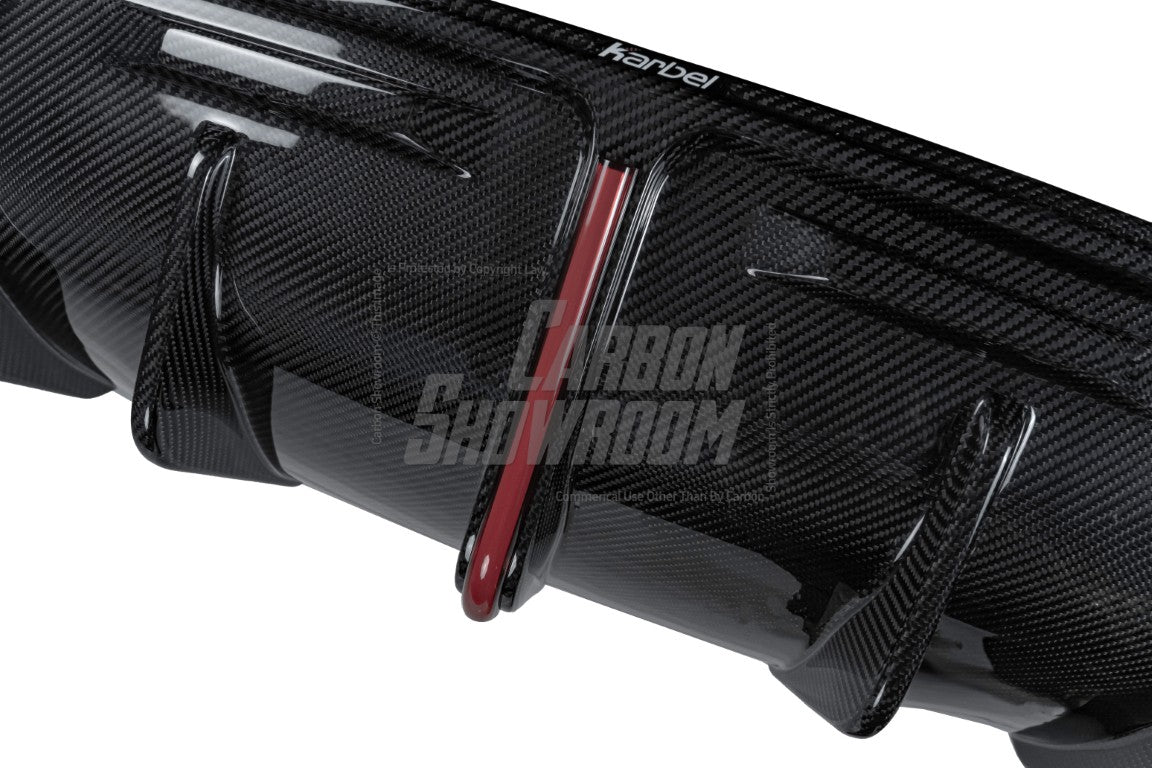 Tesla Model Y 2020-ON with Aftermarket Parts - Rear Diffuser Pre-preg Carbon Fiber from Karbel Carbon
