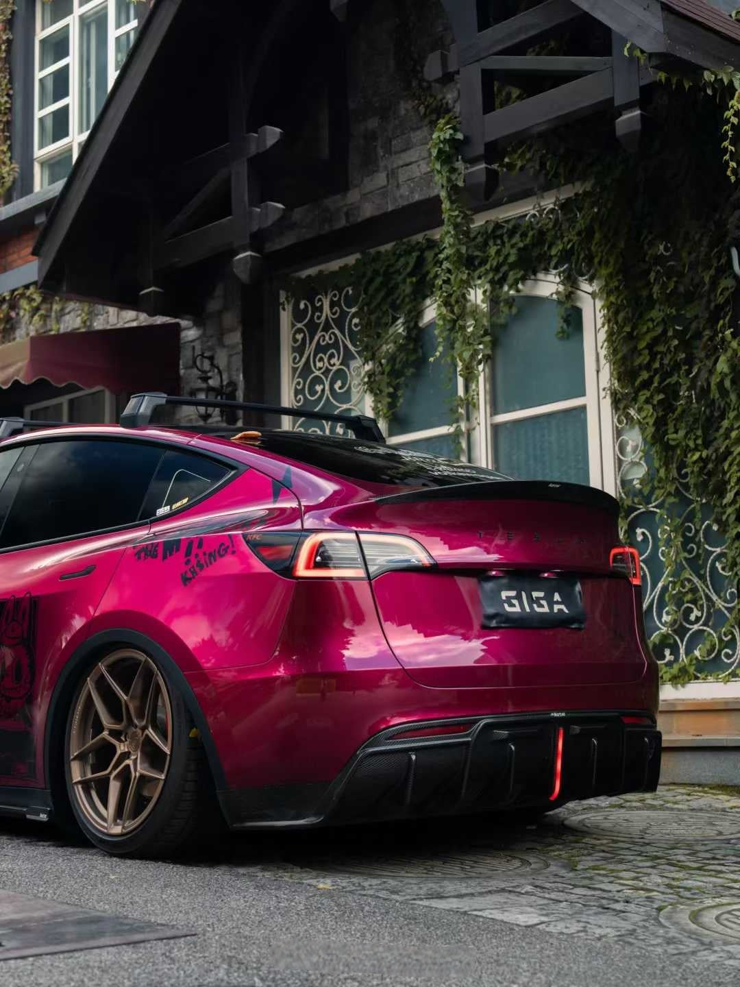 Tesla Model Y 2020-ON with Aftermarket Parts - Rear Diffuser Pre-preg Carbon Fiber from Karbel Carbon