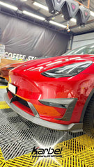Tesla Model Y 2020-ON with Aftermarket Parts - Front Lip Pre-preg Carbon Fiber from Karbel Carbon