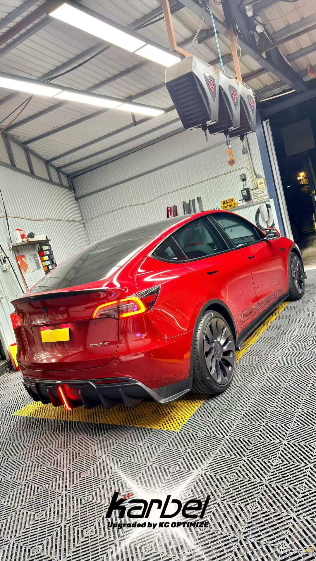 Tesla Model Y 2020-ON with Aftermarket Parts - Rear Spoiler Pre-preg Carbon Fiber from Karbel Carbon