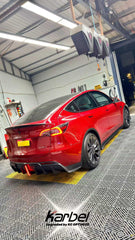 Tesla Model Y 2020-ON with Aftermarket Parts - Rear Spoiler Pre-preg Carbon Fiber from Karbel Carbon
