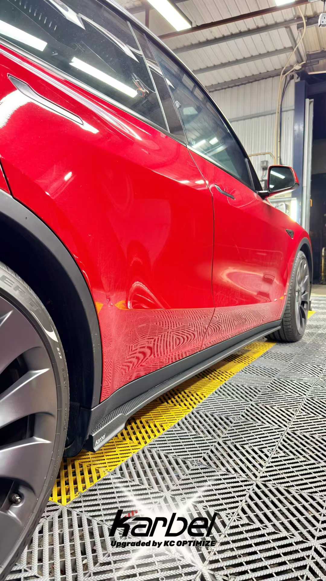Tesla Model Y 2020-ON with Aftermarket Parts - Side Skirts Pre-preg Carbon Fiber from Karbel Carbon