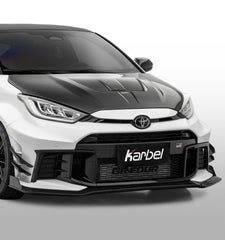 Toyota GR Yaris GXPA16 Facelift 2024-ON with Aftermarket Parts - X Front Lip Dry Pre-preg Carbon Fiber from Karbel Carbon
