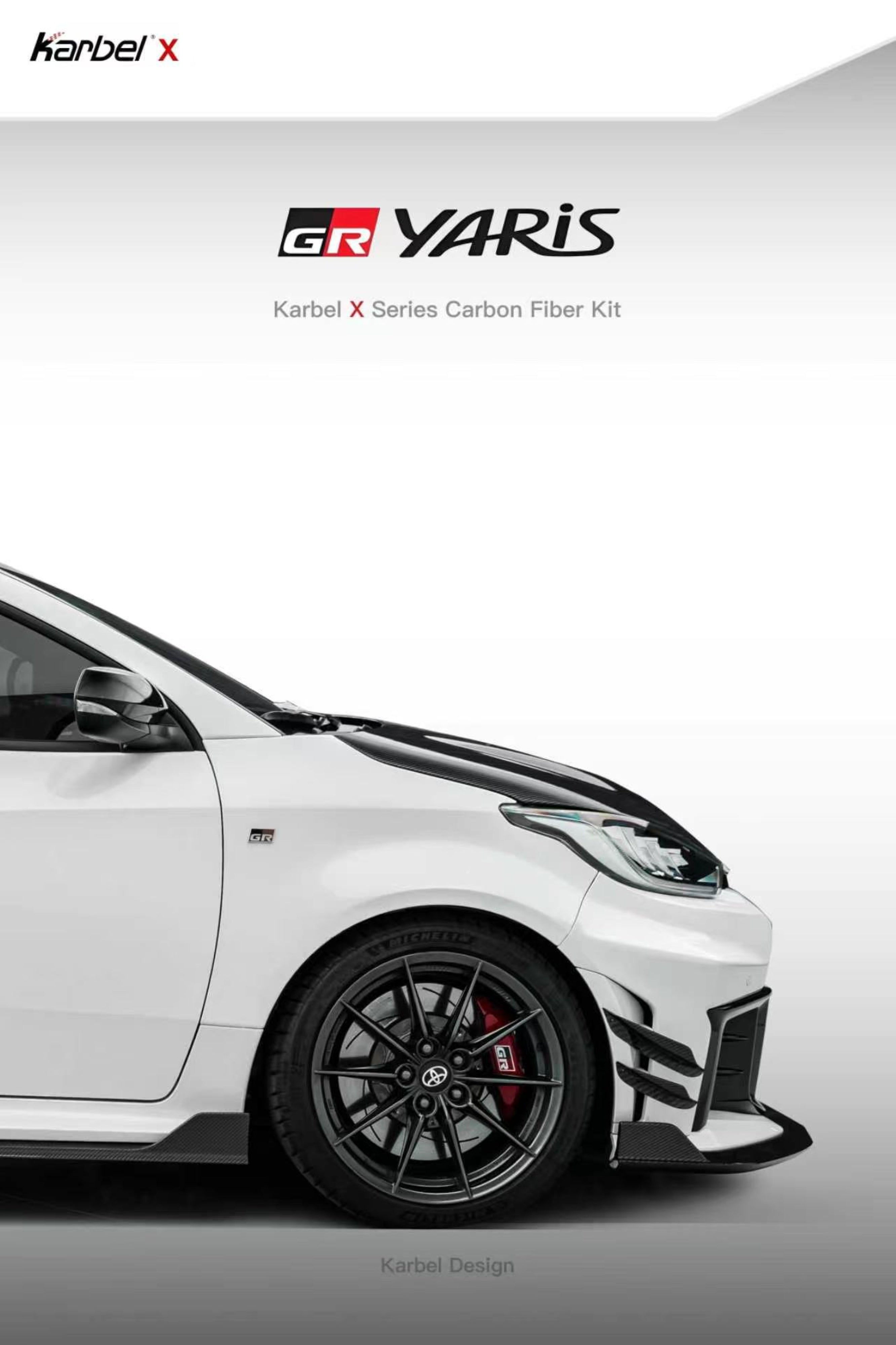 Toyota GR Yaris GXPA16 Facelift 2024-ON with Aftermarket Parts - X Full Body Kit Dry Pre-preg Carbon Fiber from Karbel Carbon