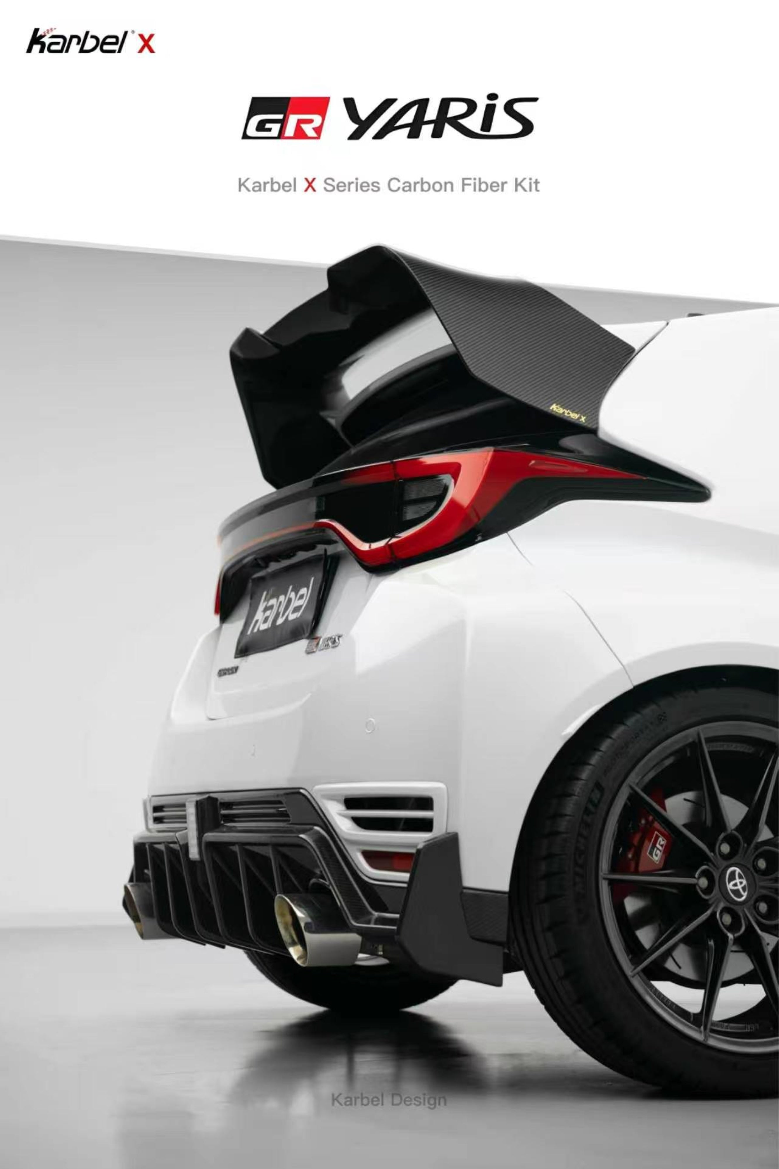 Toyota GR Yaris GXPA16 Facelift 2024-ON with Aftermarket Parts - X Full Body Kit Dry Pre-preg Carbon Fiber from Karbel Carbon