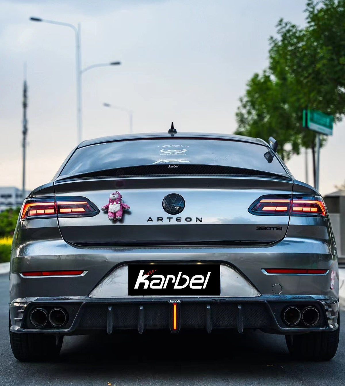 Volkswagen Arteon SE R-LINE & SEL Premium R-LINE 4MOTION 2019 2020 2021 2022 2023 with Aftermarket Parts - with Light Rear Diffuser Dry Pre-preg Carbon Fiber from Karbel Carbon