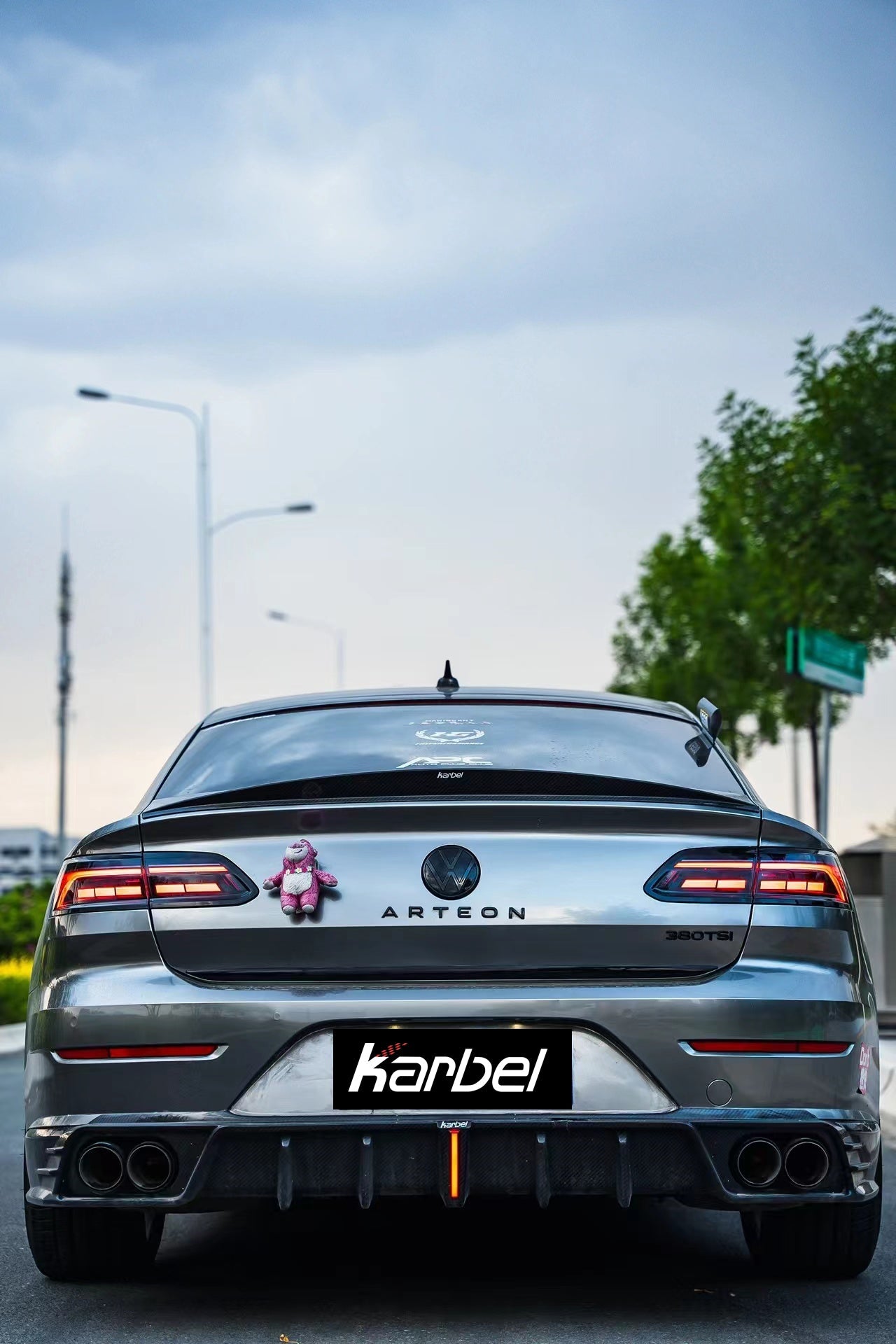 Volkswagen Arteon CC SE R-Line/SEL/SEL 4MOTION/SEL Premium 4MOTION/R-Line/R-Line 4MOTION (Both Fits Pre-facelift & Facelift) 2019 2020 2021 2022 2023 with Aftermarket Parts - Rear Lip Spoiler Dry Pre-preg Carbon Fiber from Karbel Carbon