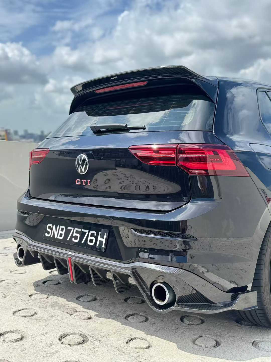 Volkswagen GTI MK8 2022-ON with Aftermarket Parts - Rear Roof Spoiler Pre-preg Carbon Fiber from Karbel Carbon