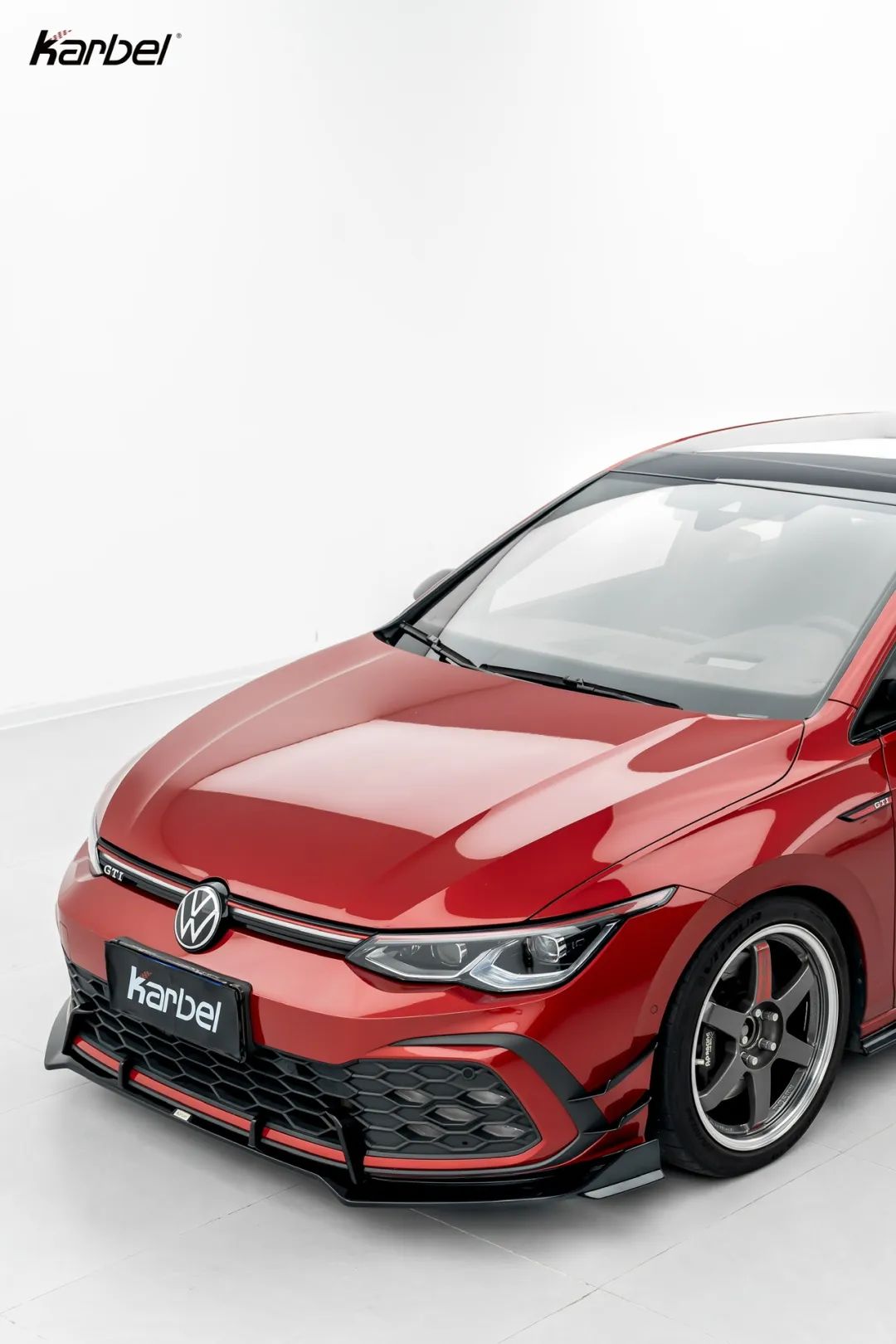 Volkswagen GTI MK8 2022 2023 2024 with Aftermarket Parts - V2 Front Lip Dry Pre-preg Carbon Fiber/FRP from Karbel Carbon