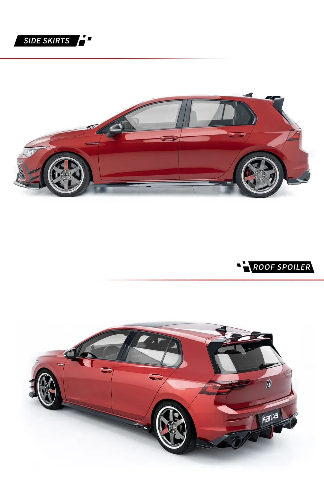 Volkswagen GTI MK8 2022-ON with Aftermarket Parts - V2 Rear Diffuser Pre-preg Carbon Fiber/FRP from Karbel Carbon