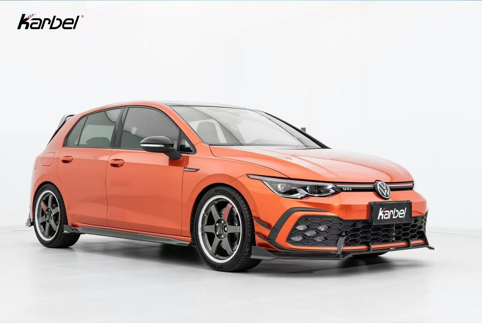Volkswagen GTI MK8 2022 2023 2024 with Aftermarket Parts - V2 Front Lip Pre-preg Carbon Fiber/FRP from Karbel Carbon