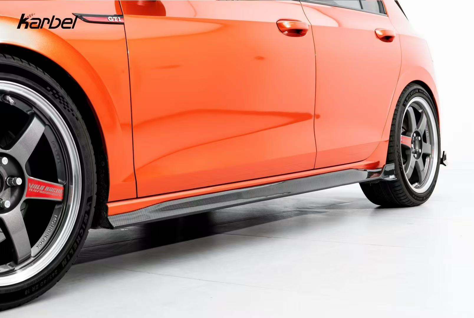 Volkswagen GTI MK8 2022-ON with Aftermarket Parts - Side Skirts Pre-preg Carbon Fiber from Karbel Carbon