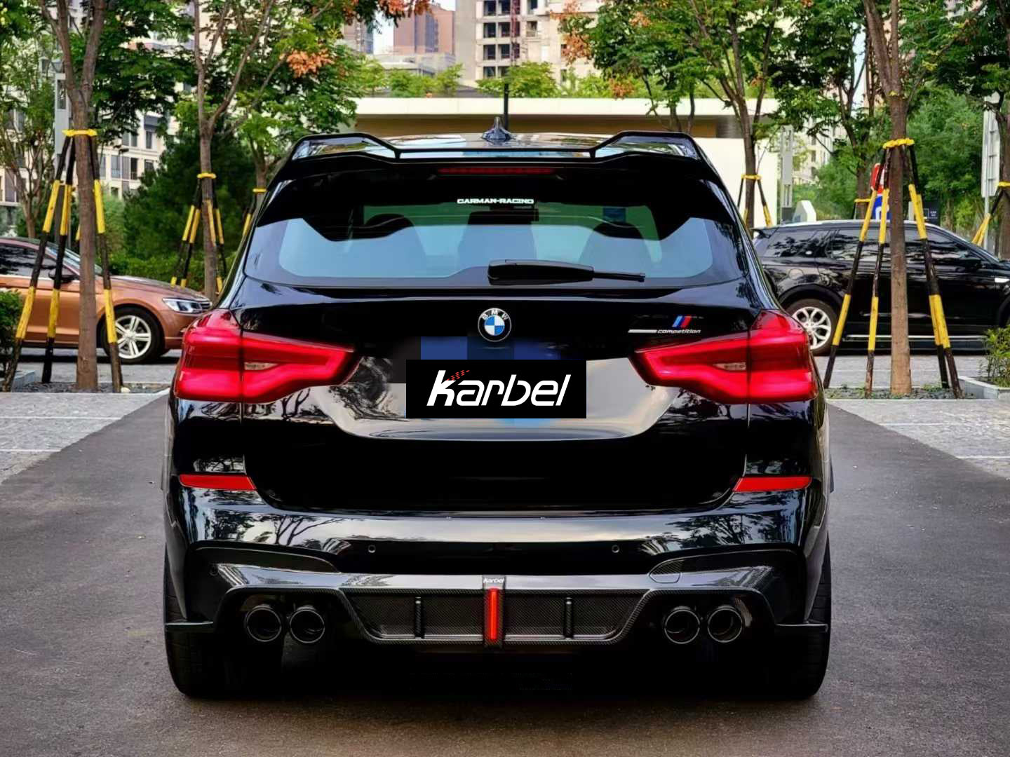 BMW X3M X3MC F97 Pre-LCI 2019-2021 & X3 G01 pre-LCI 2019 2020 2021 with Aftermarket Parts - Rear Roof Spoiler Pre-preg Carbon Fiber from Karbel Carbon