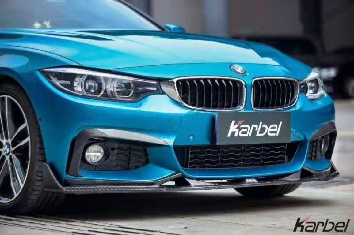 BMW 4 Series 430 440 (with M-Packae bumper, does not fit base model) F32 / F33 2017 2018 2019 2020 with Aftermarket Parts - Upper Valences Pre-preg Carbon Fiber from Karbel Carbon