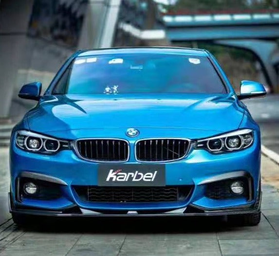 BMW 4 Series 430 440 (with M-Packae bumper, does not fit base model) F32 / F33 2017 2018 2019 2020 with Aftermarket Parts - Front Lip Pre-preg Carbon Fiber from Karbel Carbon