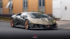Lamborghini Huracan EVO AWD 2020 2021 2022 2023 with Aftermarket Parts - Front Lip Dry Pre-preg Carbon Fiber from ArmorExtend