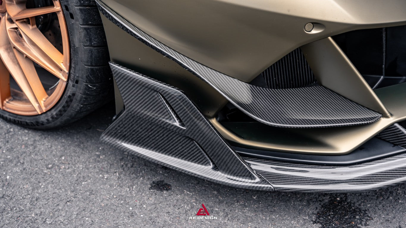 Lamborghini Huracan EVO AWD 2020 2021 2022 2023 with Aftermarket Parts - Front Lip Dry Pre-preg Carbon Fiber from ArmorExtend