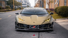 Lamborghini Huracan EVO AWD 2020 2021 2022 2023 with Aftermarket Parts - Front Canards Dry Pre-preg Carbon Fiber from ArmorExtend