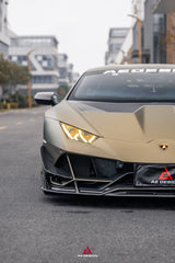 Lamborghini Huracan EVO AWD 2020 2021 2022 2023 with Aftermarket Parts - Front Canards Dry Pre-preg Carbon Fiber from ArmorExtend
