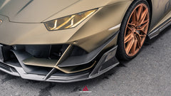 Lamborghini Huracan EVO AWD 2020 2021 2022 2023 with Aftermarket Parts - Front Canards Dry Pre-preg Carbon Fiber from ArmorExtend