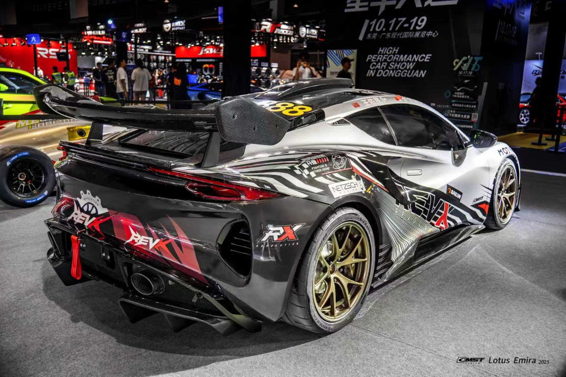 Lotus Emira 3.6 V6 2.0 Four-cylinder 2022-ON with Aftermarket Parts - V3 Rear Spoiler Dry Pre-preg Carbon Fiber / FRP