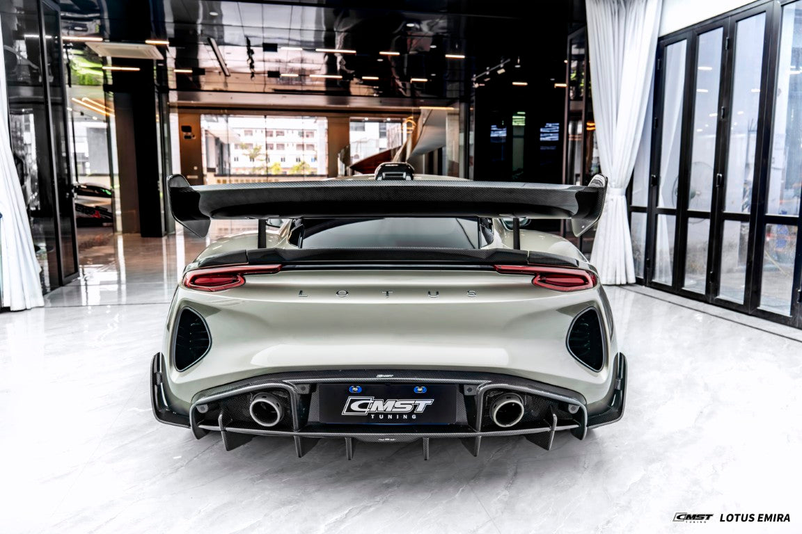Lotus Emira 3.6 V6 2.0 Four-cylinder 2022-ON with Aftermarket Parts - V3 Rear Spoiler Dry Pre-preg Carbon Fiber / FRP