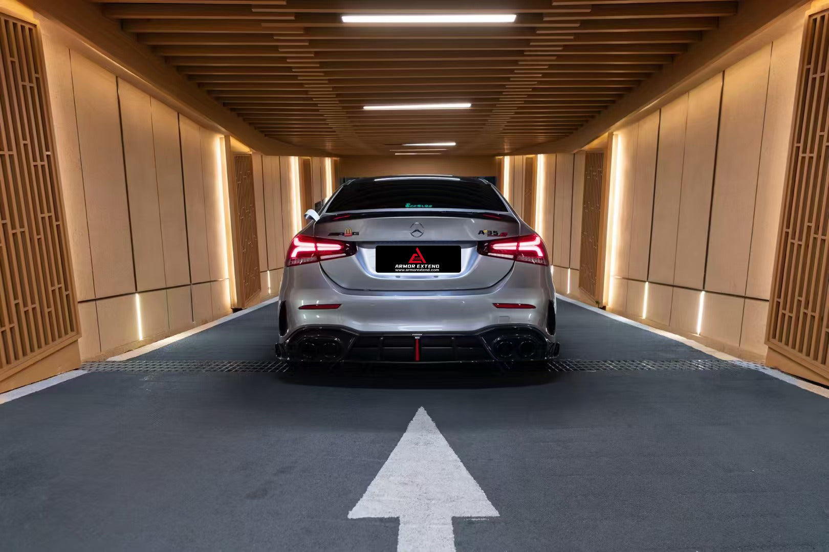 Mercedes Benz A-Class A45/A35/A250/A220 W177 2019 2020 2021 2022 2023 2024 with Aftermarket Parts - AE Style Rear Diffuser Carbon Fiber from ArmorExtend