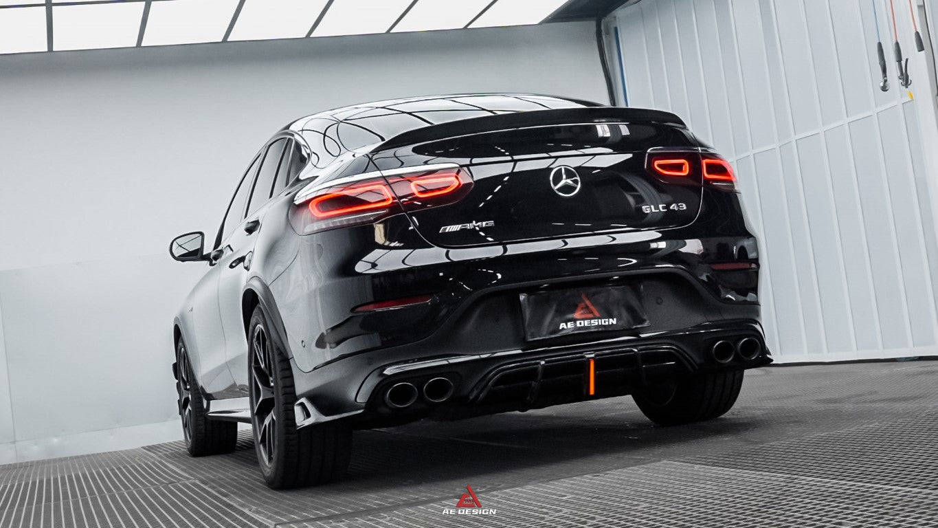 Mercedes Benz GLC43 AMG & GLC300 (with sport-package bumper, does not fit base model) W253 GLC & GLC Coupe 2020 2021 2022 2023 with Aftermarket Parts - AE Style Rear Diffuser & Canards?Carbon Fiber?from ArmorExtend
