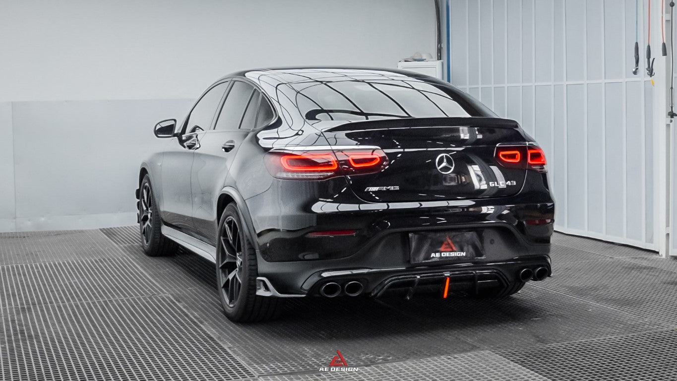 Mercedes Benz GLC43 AMG & GLC300 (with sport-package bumper, does not fit base model) W253 GLC & GLC Coupe 2020 2021 2022 2023 with Aftermarket Parts - AE Style Rear Diffuser & Canards?Carbon Fiber?from ArmorExtend