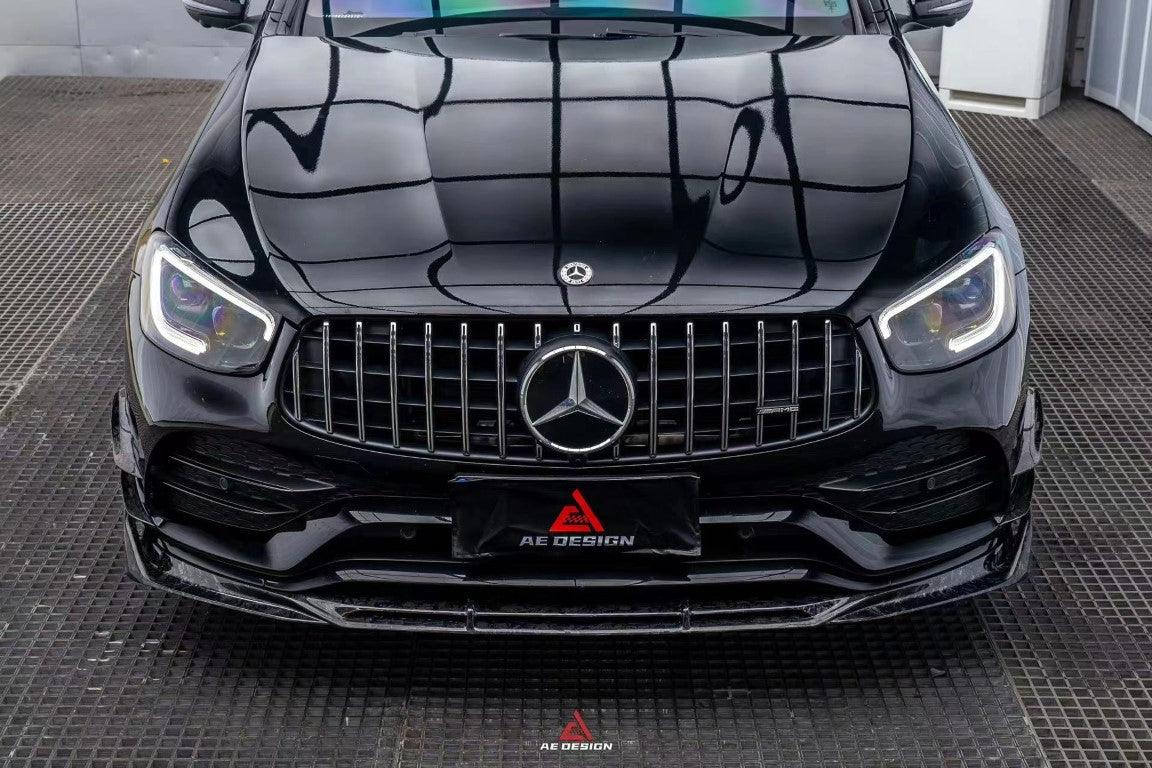 Mercedes Benz GLC43 AMG & GLC300 (with sport-package bumper, does not fit base model) W253 GLC & GLC Coupe 2020 2021 2022 2023 with Aftermarket Parts - AE Style Front Lip Pre-preg Carbon Fiber from ArmorExtend