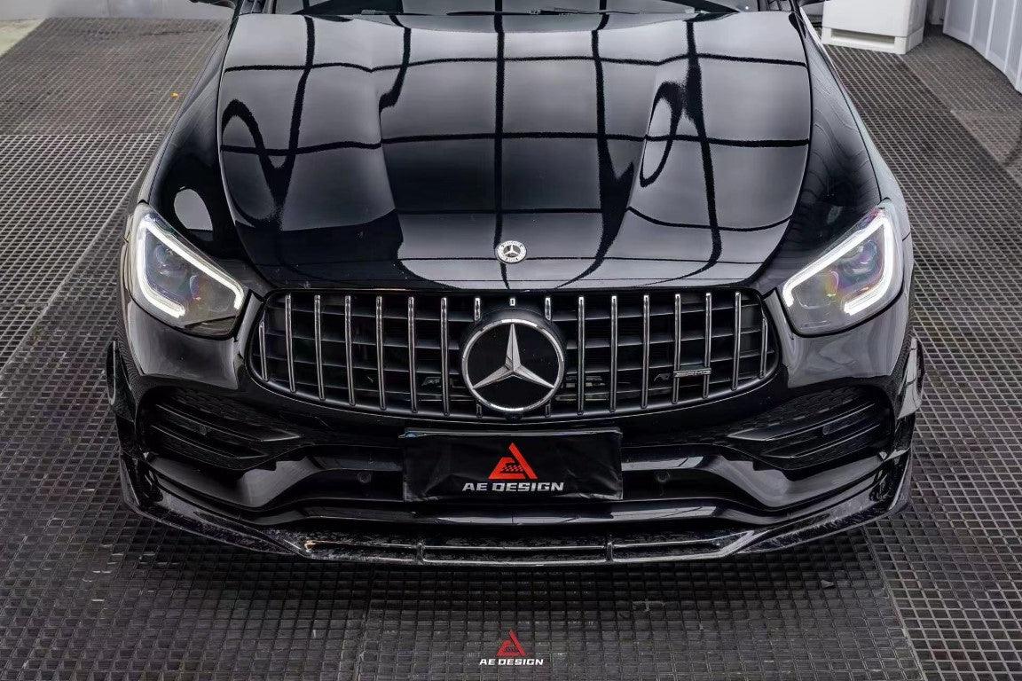Mercedes Benz GLC43 AMG & GLC300 (with sport-package bumper, does not fit base model) W253 GLC & GLC Coupe 2020 2021 2022 2023 with Aftermarket Parts - AE Style Front Lip Pre-preg Carbon Fiber from ArmorExtend