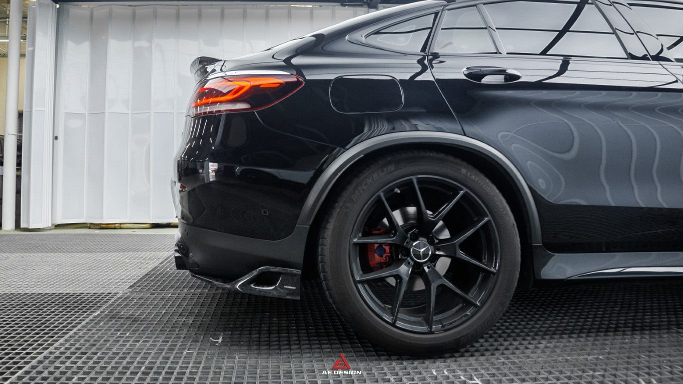 Mercedes Benz GLC43 AMG & GLC300 (with sport-package bumper, does not fit base model) W253 GLC & GLC Coupe 2020 2021 2022 2023 with Aftermarket Parts - AE Style Rear Diffuser & Canards?Carbon Fiber?from ArmorExtend