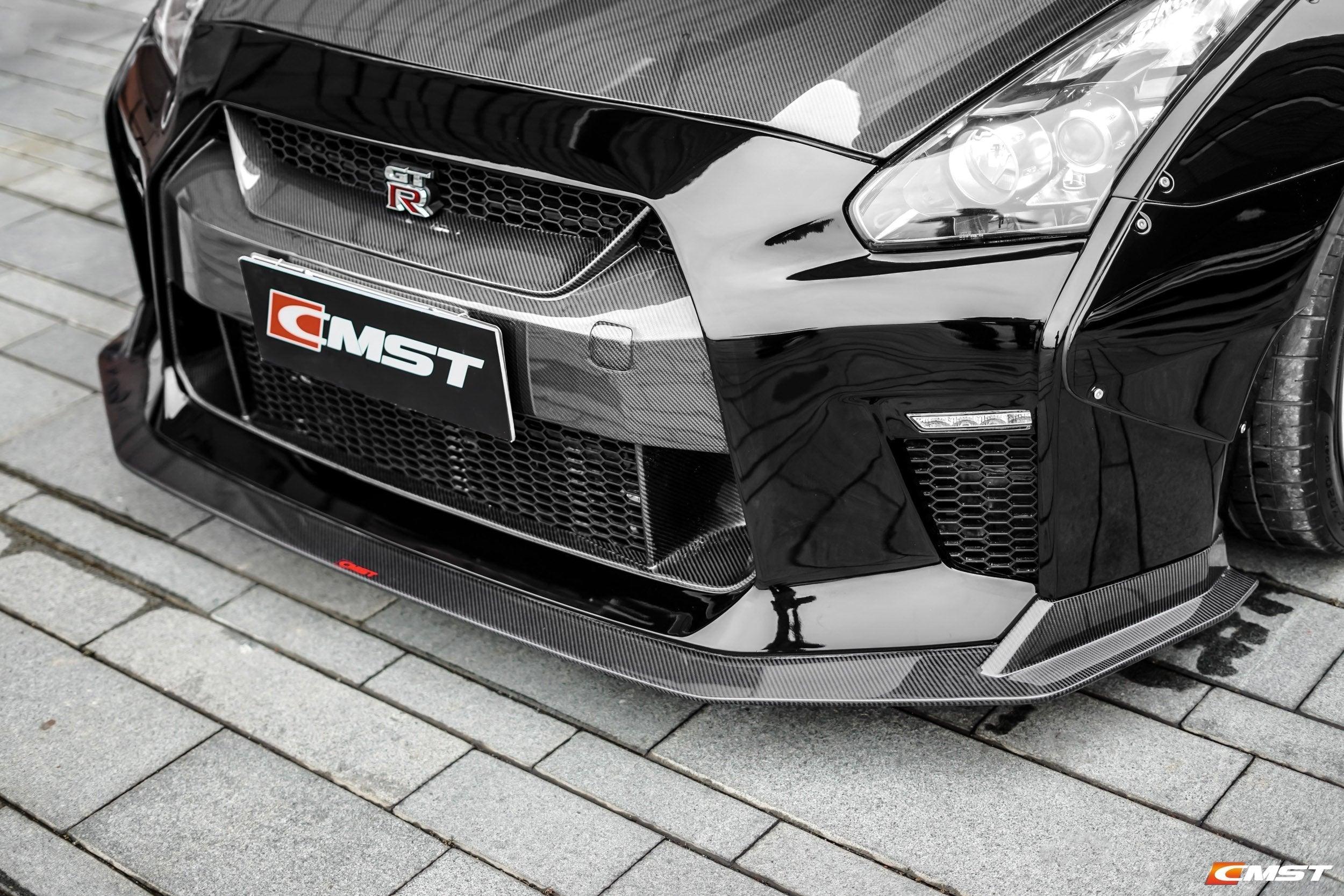 Nissan GTR Nismo Black Edition Track Eidtion Premium Base 2008-2016 (for installation on 2017-2024 vehicles, 2008-2016 hood is recommended) with Aftermarket Parts - Stage 1 Style Front Bumper & Lip (Undertray & DRL included) Carbon Fiber / FRP from CMST Tuning
