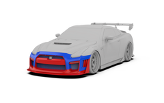 Nissan GTR Nismo Black Edition Track Edition Premium Base CBA DBA 2008 2009 2010 2011 2012 2013 2014 2015 2016 (for installation on 2017 2018 2019 2020 2021 2022 2023 2024 vehicles, 2008 2009 2010 2011 2012 2013 2014 2015 2016 hood is recommended) with Aftermarket Parts - "Godzilla" Narrow Body Front Bumper & Front Lip Carbon Fiber / FRP from Robot Craftsman