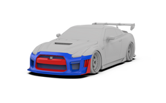 Nissan GTR Nismo Black Edition Track Edition Premium Base CBA DBA 2008 2009 2010 2011 2012 2013 2014 2015 2016 (for installation on 2017 2018 2019 2020 2021 2022 2023 2024 vehicles, 2008 2009 2010 2011 2012 2013 2014 2015 2016 hood is recommended) with Aftermarket Parts - "Godzilla" Narrow Body Front Bumper & Front Lip Carbon Fiber / FRP from Robot Craftsman