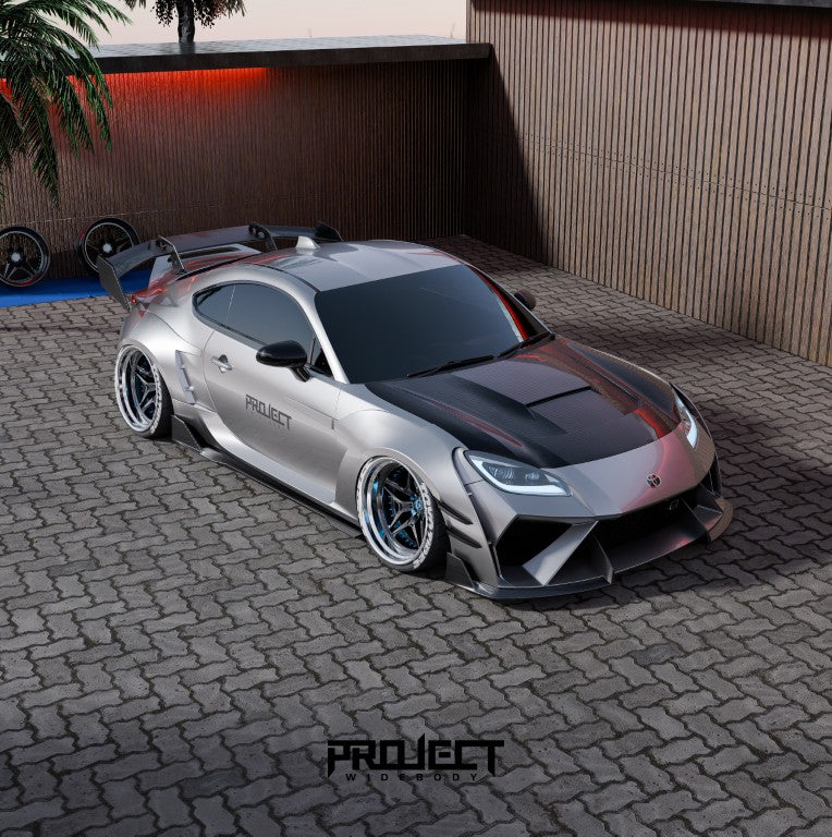 Subaru BRZ ZD8 2022-ON & Toyota GR86 ZN8 2022-ON with Aftermarket Parts - PROJECT WIDEBODY Front Fender Flares and Door Garnish Carbon Fiber / FRP from CMST Tuning