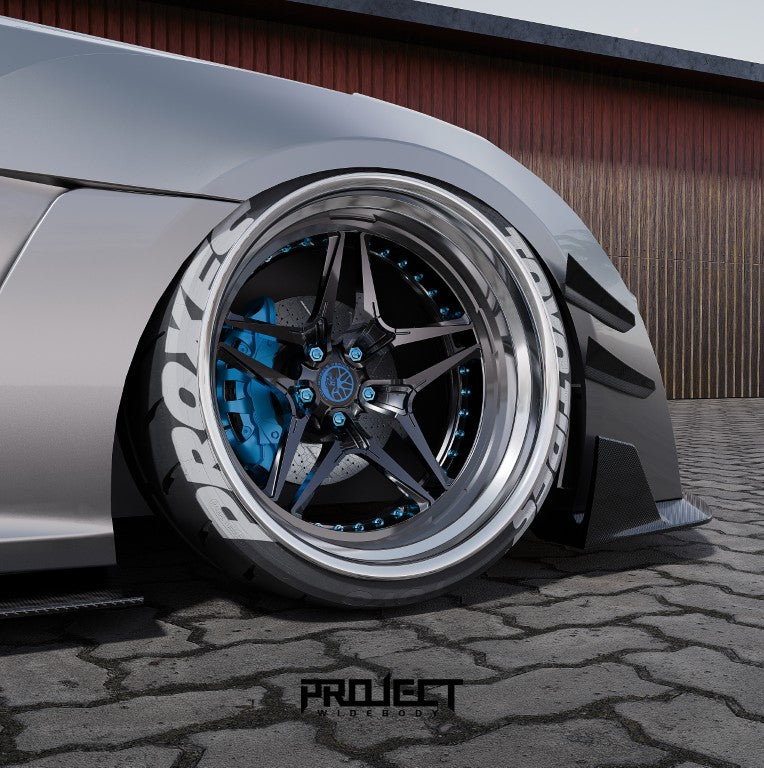 Subaru BRZ ZD8 2022-ON & Toyota GR86 ZN8 2022-ON with Aftermarket Parts - PROJECT WIDEBODY Front Fender Flares and Door Garnish Carbon Fiber / FRP from CMST Tuning