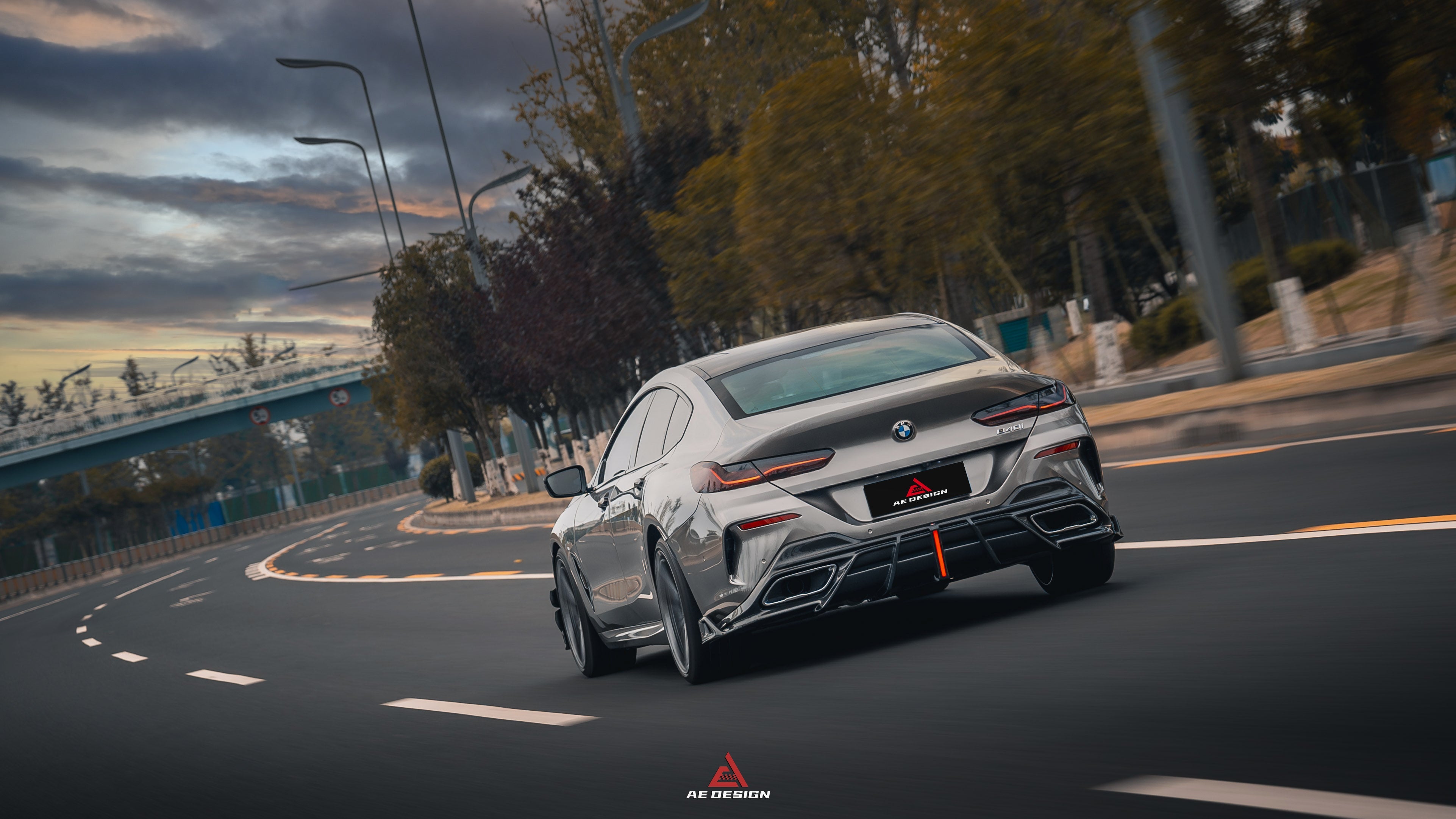 BMW 8 Series M850i 840i (With M-Package Bumper) G14 G15 G16 2018 2019 2020 2021 2022 2023 2024 with Aftermarket Parts - AE Rear Diffuser & Canards?Carbon Fiber from?ArmorExtend