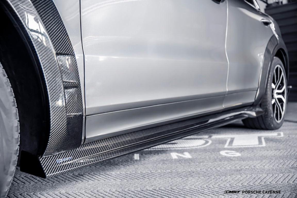 Porsche Cayenne 9Y0 9Y0.1 Base/S/GTS/Turbo/Turbo S 2019 2020 2021 2022 2023 & Cayenne 9Y0 9Y0.2 Base/S/AWD/E-Hybrid/GTS/Turbo/Turbo S 2024-ON & Cayenne 9Y3 9Y3.1 Base/S/GTS/Turbo/Turbo S/Turbo GT 2019 2020 2021 2022 2023 & Cayenne 9Y3 9Y3.2 Base/S/AWD/E-Hybrid/GTS/Turbo/Turbo S/Turbo GT 2024-ON with Aftermarket Parts - Side Skirts Carbon Fiber / FRP from CMST Tuning